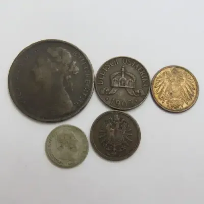 Lot of 5 antique coins - Each one over 100 years old