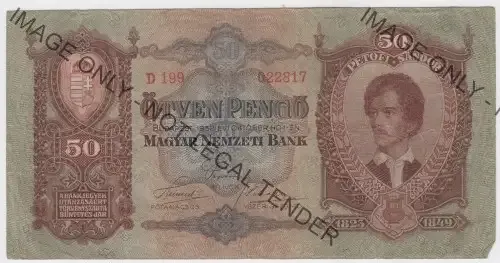 1932 Hungary 50 Pengö banknote