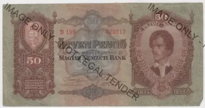 1932 Hungary 50 Pengö banknote