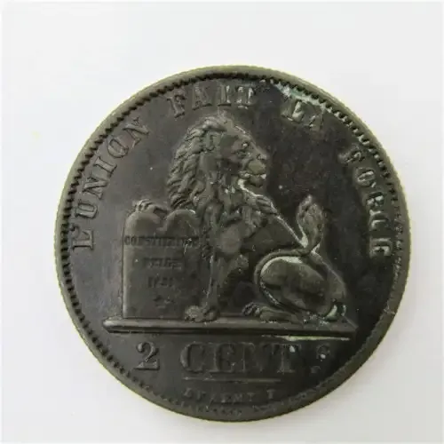 1875 Belgium copper 2 cent - AU