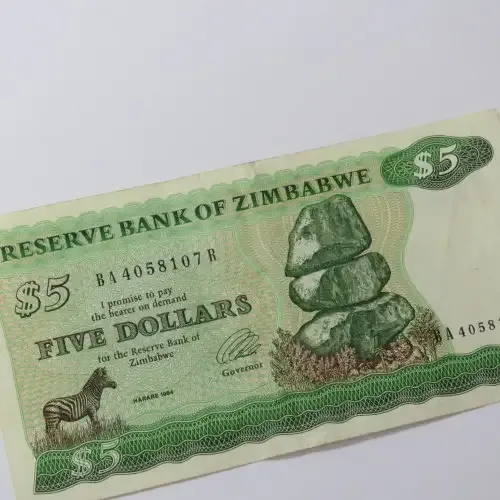 Zimbabwe Harare 1994 5 Dollars banknote - Some folds and creases