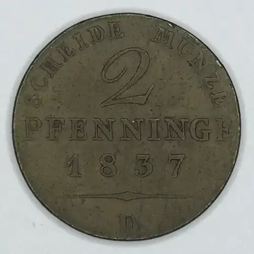 1837 D German Prussia 2 Pfennig
