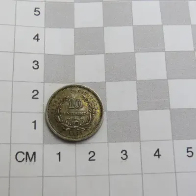1877 Uruguay silver 10 Centesimos anchor left