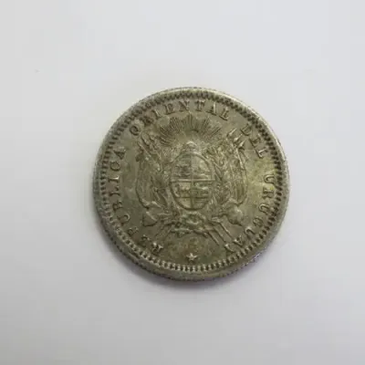 1877 Uruguay silver 10 Centesimos anchor left