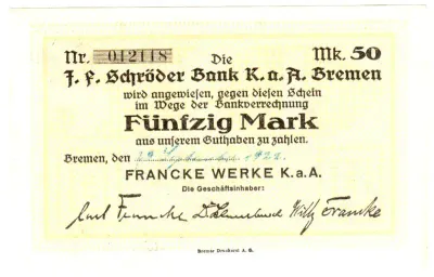 Germany 50 mark Bremen Notgeld
