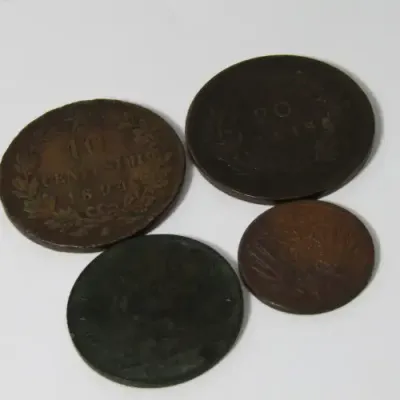 Lot of 4 antique coins each one over 100 years old