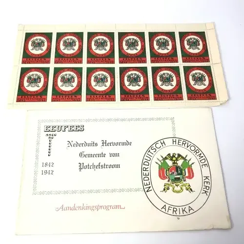 Nederduitsch Hervormde Kerk Afrika 1942 Potchefstroom Eeufees program plus vol blad Eufeesfees seels