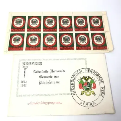 Nederduitsch Hervormde Kerk Afrika 1942 Potchefstroom Eeufees program plus vol blad Eufeesfees seels