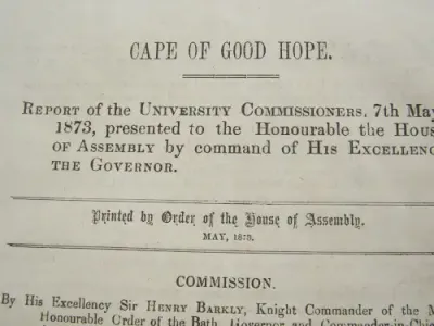1873 Cape of Good Hope Report of the University Commissioners presented to the House of Assembly