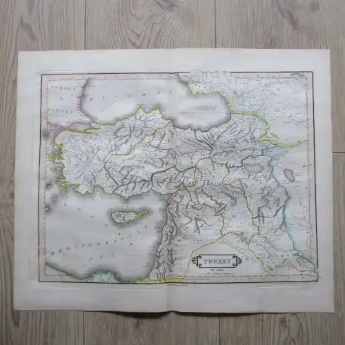 Original 1830`s map of Turkey in Asia - published by W.H. Lizars, Edinburgh - 57 x 47cm