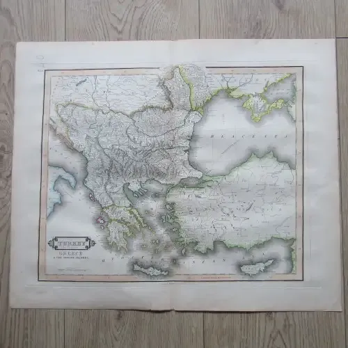 Original 1830`s map of Turkey in Europe - published by W.H. Lizars, Edinburgh - 57 x 47cm