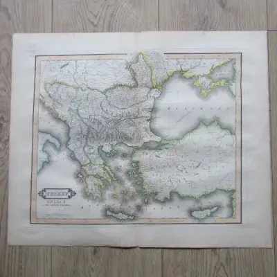 Original 1830`s map of Turkey in Europe - published by W.H. Lizars, Edinburgh - 57 x 47cm