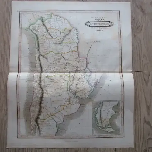 Original 1830`s map of Bolivia of upper Peru, Chili - published by W. Lizars, Edinburgh - 47 x 57cm