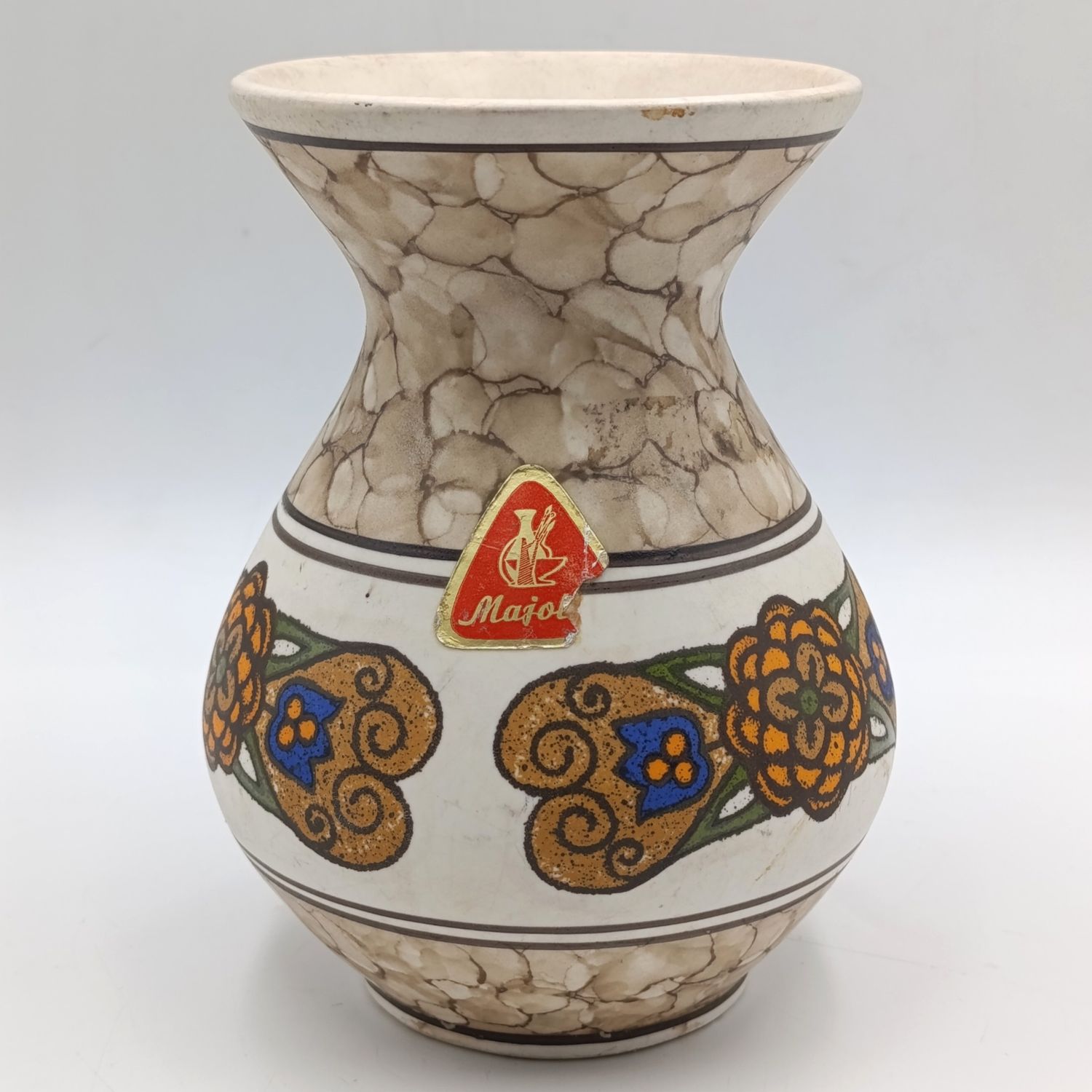 Vintage Handpainted Majolica flower vase - height - 16cm