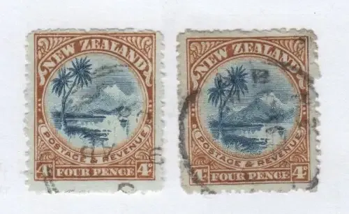New Zealand S.G. 310 with reversed WMK - 1900 - 4d