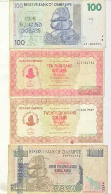 Lot of 25 banknotes including 1, 5, 10 and 20 billion dollar notes