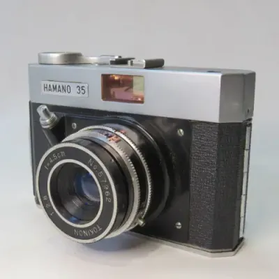 Hamano 35 Film camera with Tokinon 1:2.8 lens missing rewinder - In leather case