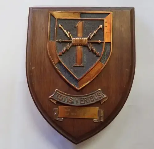 SADF 1 Signals regiment plaque awarded to commandant P.J. Botha 1973-1974