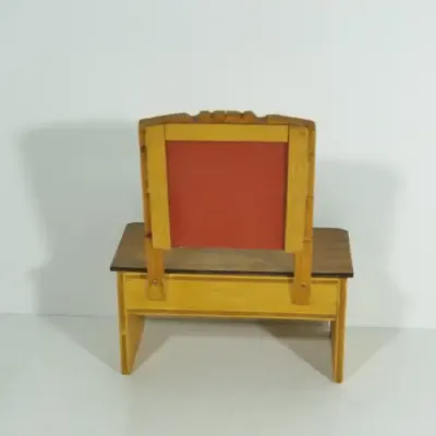 Vintage doll`s furniture - Handmade peg dressing table with mirror and chair