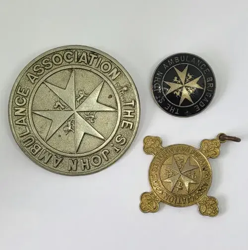Lot of 3 St. John Ambulance Association medallions and badges