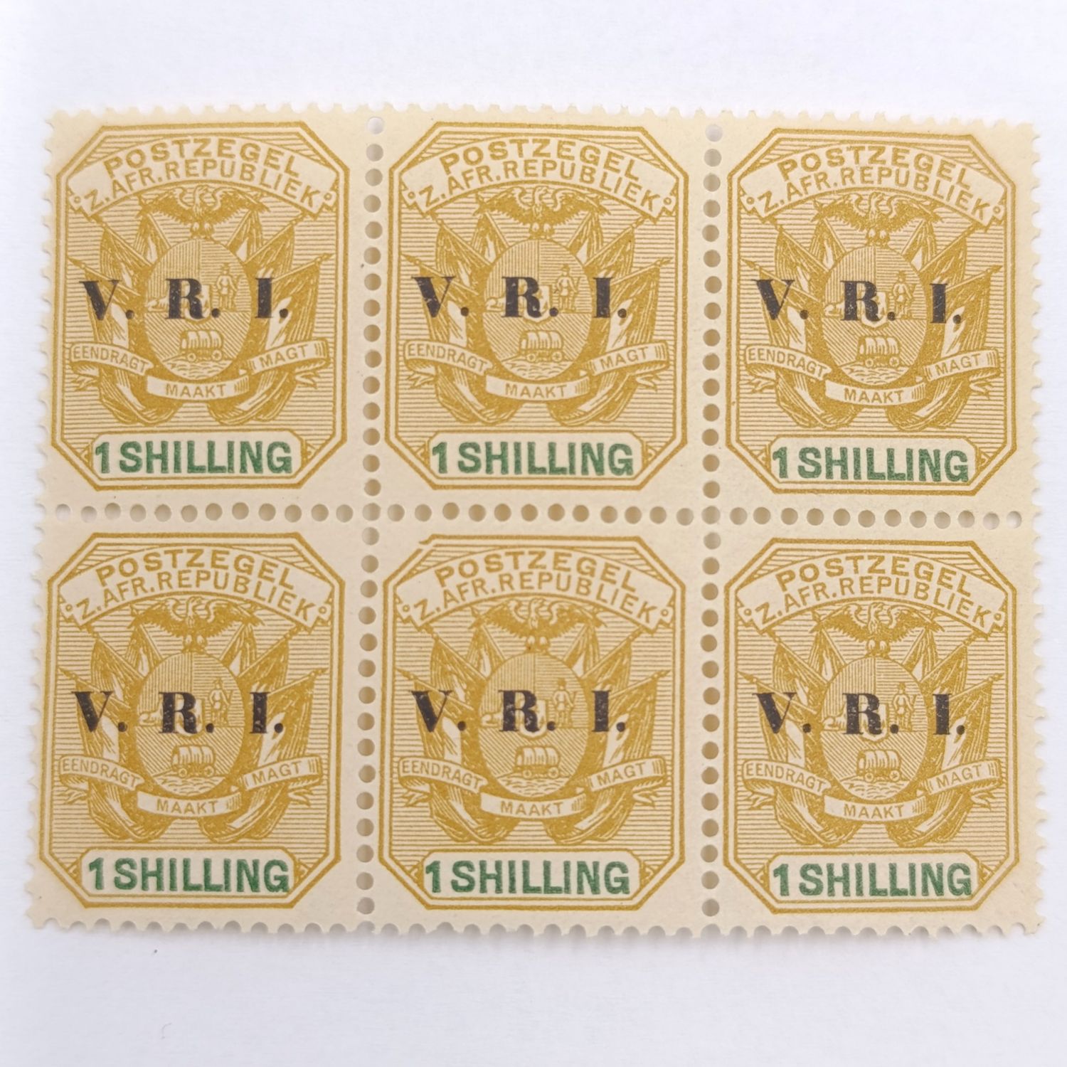 ZAR 1900 block of 6 mint 1 shilling stamps SACC 239