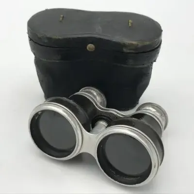 Pair of Antique Opera binoculars in leather case