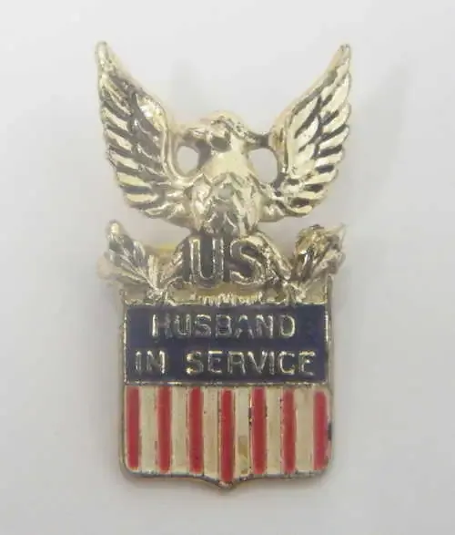 American husband in service sterling silver badge