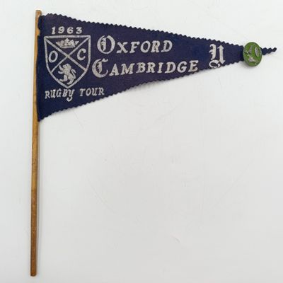 Vintage 1963 Oxford Cambridge Rugby tour flag