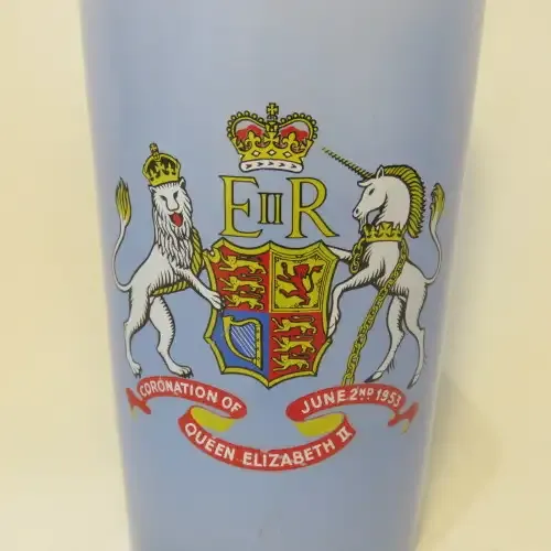 Coronation of QE 2 June 2nd 1953 - Opaque blue glass with gold trimming