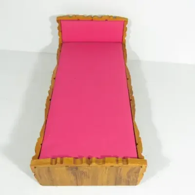 Vintage doll`s furniture - Clothing peg bed with cushions and quilt
