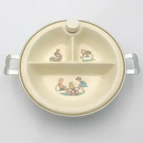 Vintage Childs feeding bowl with hot water warming tray