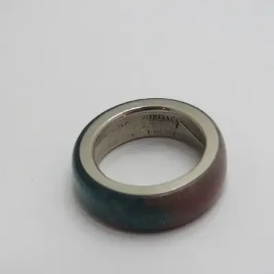 Colored Resin ring made from Australian coin - Year 2000 - Size N