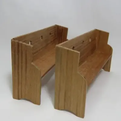 Doll`s House furniture pair of church benches plus 2 Hymn boards