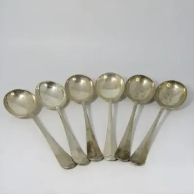 Lot of 6 silver plated spoons marked HA EA FA
