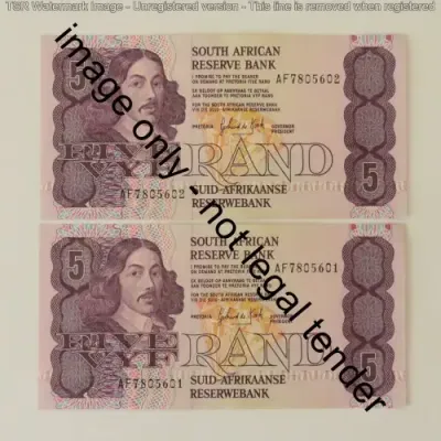 GPC de Kock 3rd issue 2 R5 notes with consecutive numbers uncirculated