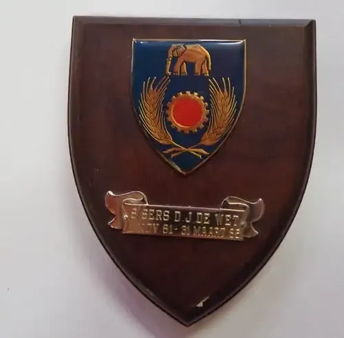 SADF Eastern Province Command Maintenance unit plaque awarded to staff sergeant D.J. De Wet