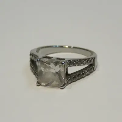 TK 316 Grade stainless ring with clear stones - Size N/O