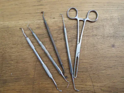Lot of 5 dentist tools