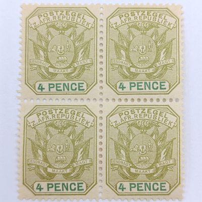 ZAR 4 Pence mint stamps Block of 4 SACC 228