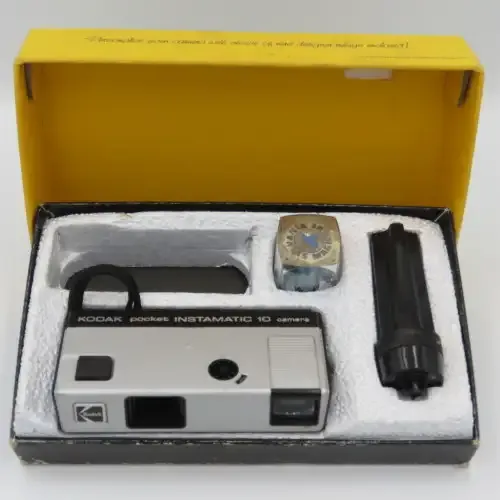 Kodak pocket instamatic 10 camera in original box - with flash attachment
