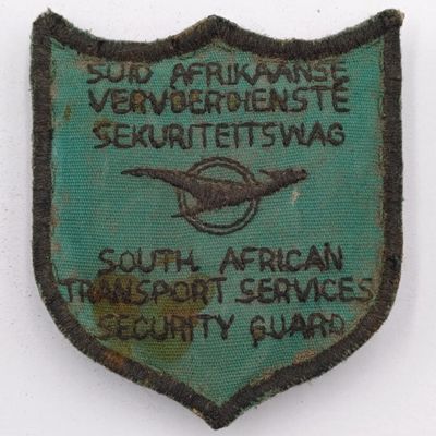 Vintage South African Transport services security Guard flash - cloth