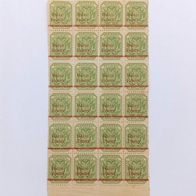 ZAR Block of 24 Half Penny over 1 Shilling stamps mint SACC 219