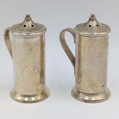 Pair of Italian vintage silverplated salt and pepper shakers - still with inners