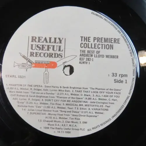 Vintage Vinyl Music Record LP 33 rpm The Premiere Collection The best of Andrew Lloyd Webber