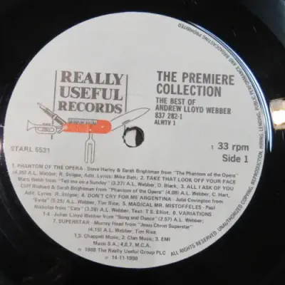 Vintage Vinyl Music Record LP 33 rpm The Premiere Collection The best of Andrew Lloyd Webber