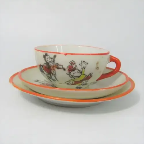 Vintage Childs Coffee set trio with Mickey Mouse picture