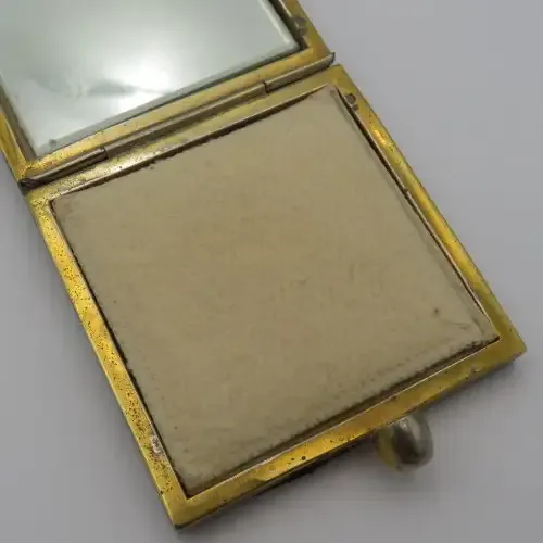 Vintage crocodile leather powder compact