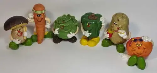 The Vegetable family figurines - Including naartjie with repaired hand
