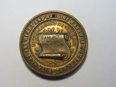 Camberland C.C. Education Committee `Never absent never late` attendance medallion