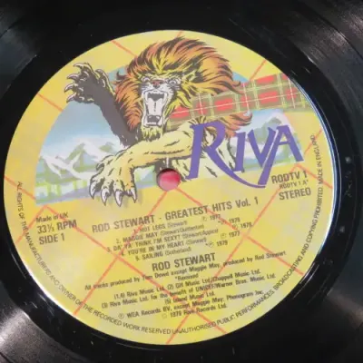 Vintage Vinyl Music Record LP 33 rpm Rod Stewart Greatest Hits - 1979 WEA Records - RODTV 1